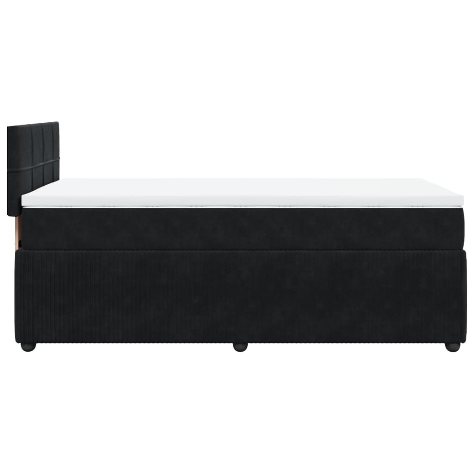 Cama box spring con colchón terciopelo negro 90x200