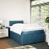 Cama box spring con colchón terciopelo azul 120x200
