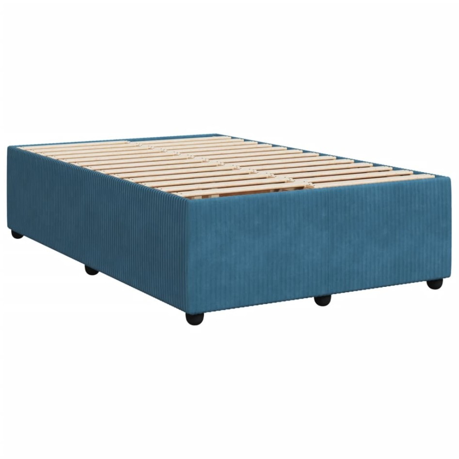 Cama box spring con colchón terciopelo azul 120x200