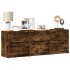Mueble de TV LED madera ingeniería roble ahumado 140x34x50