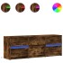 Mueble de TV LED madera ingeniería roble ahumado 140x34x50