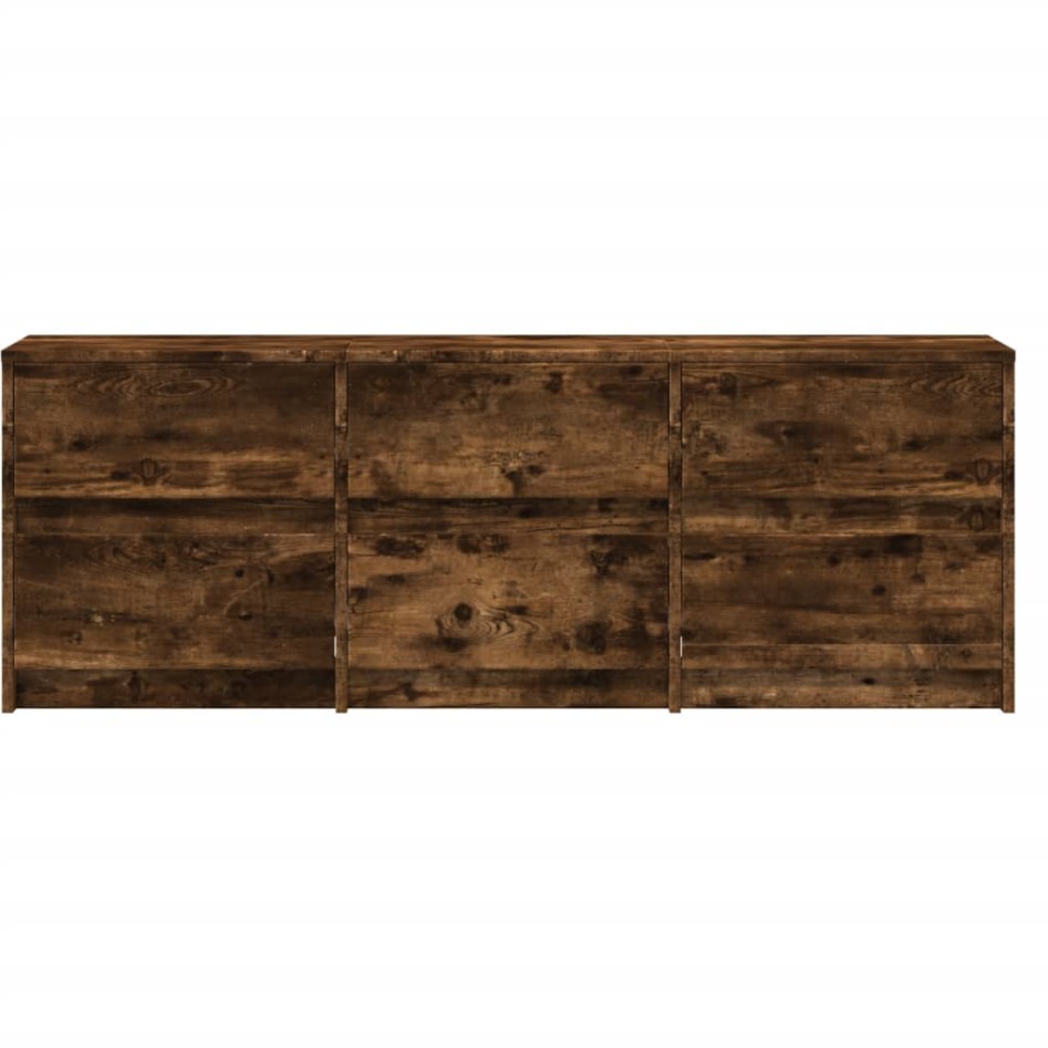 Mueble de TV LED madera ingeniería roble ahumado 140x34x50