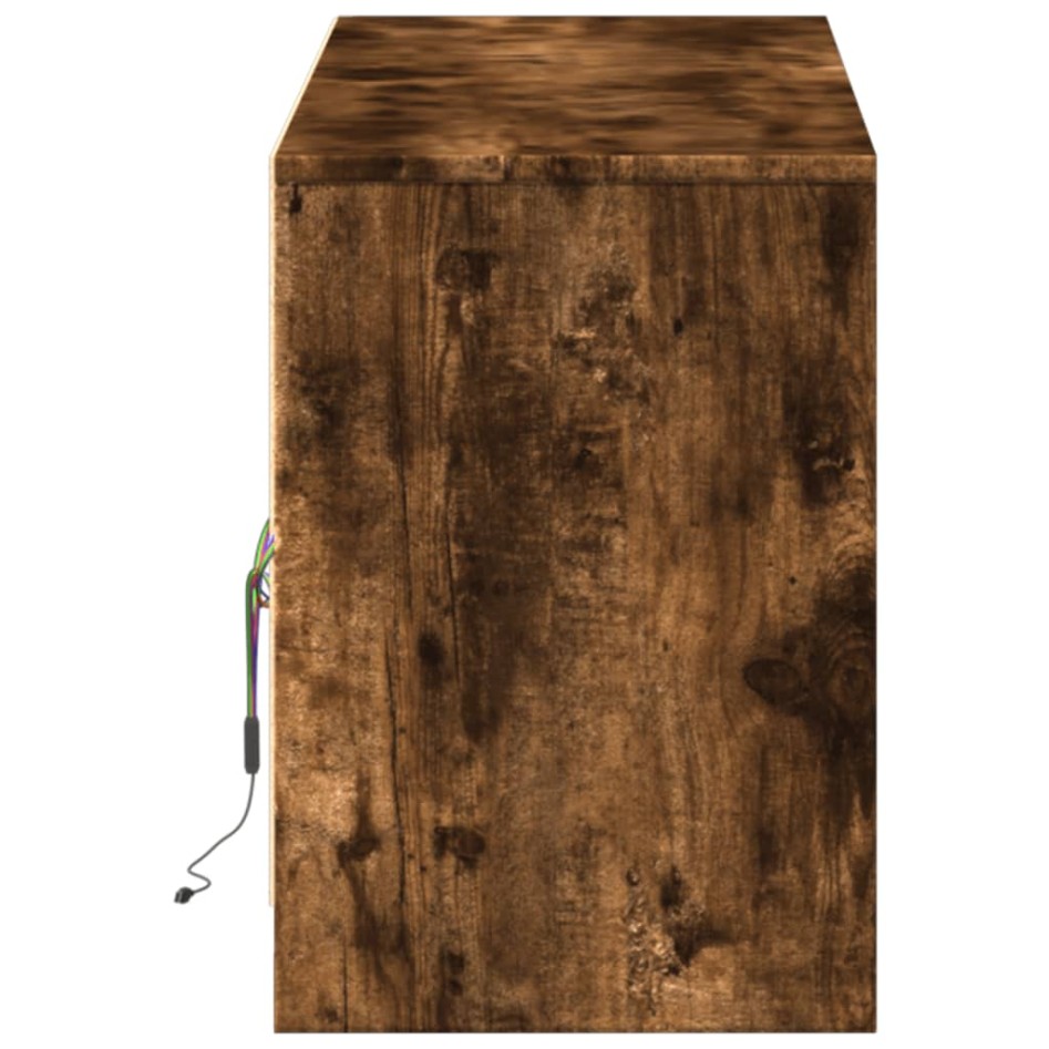 Mueble de TV LED madera ingeniería roble ahumado 140x34x50