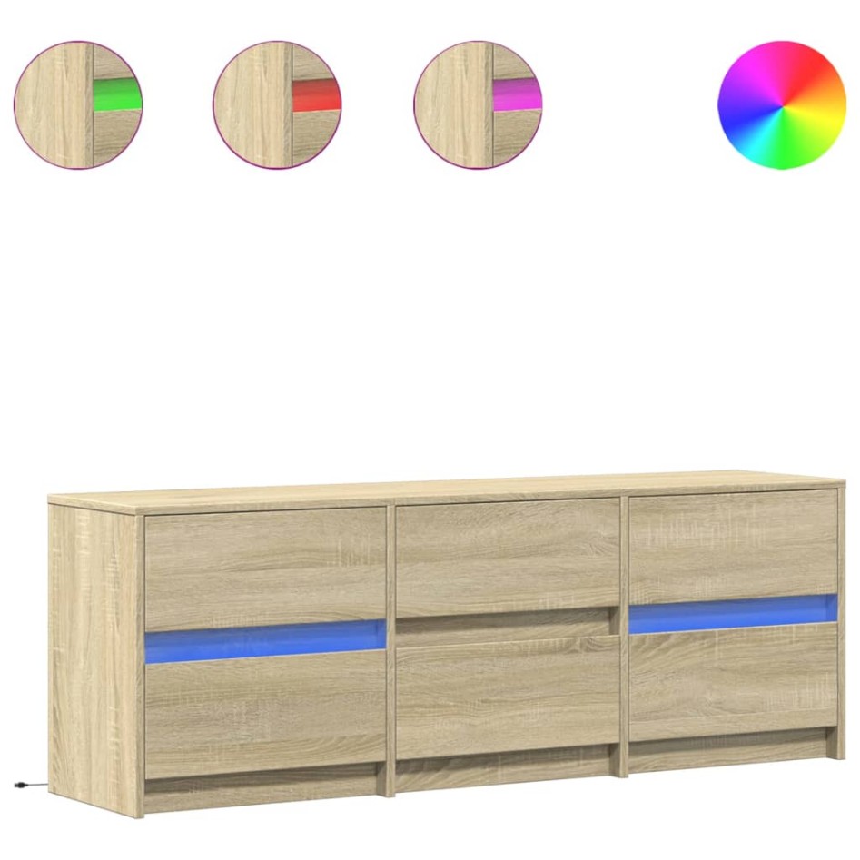 Mueble de TV LED madera de ingeniería roble Sonoma 140x34x50