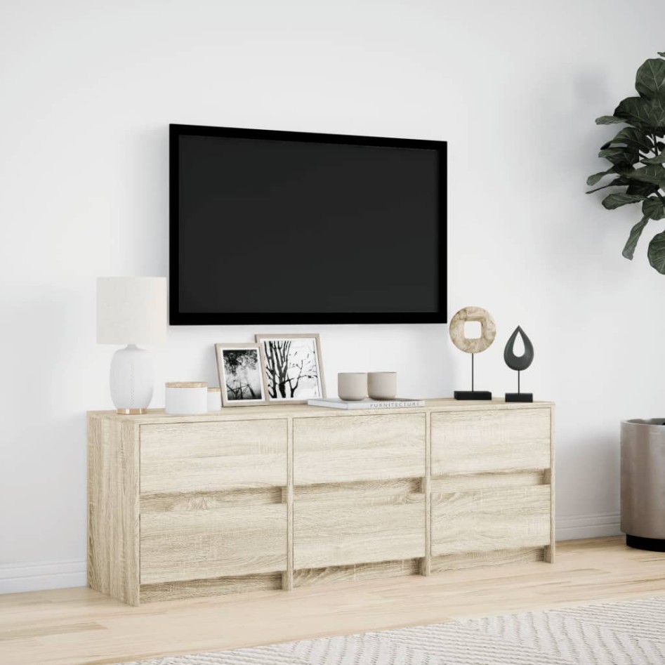 Mueble de TV LED madera de ingeniería roble Sonoma 140x34x50