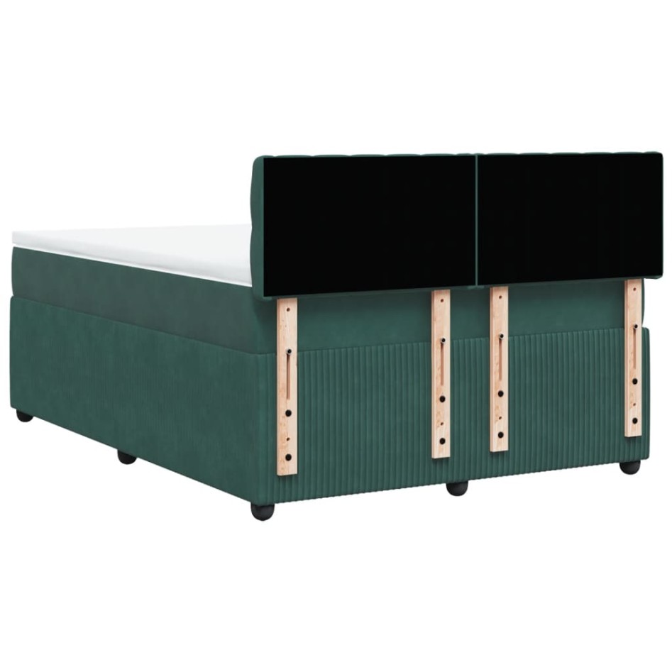 Cama box spring con colchón terciopelo verde oscuro 140x190
