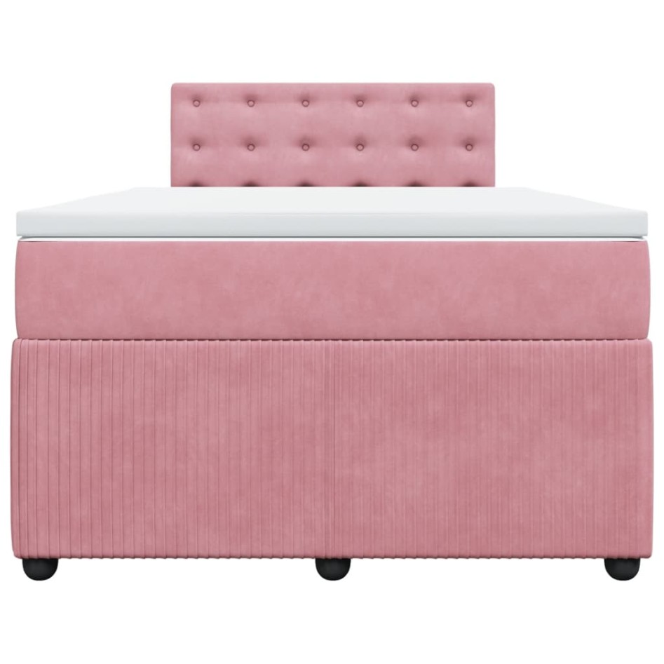 Cama box spring con colchón terciopelo rosa 120x190