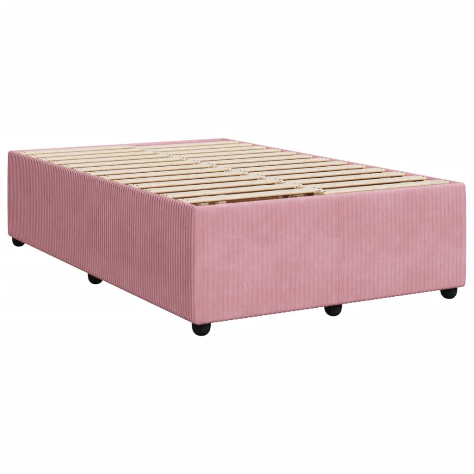 Cama box spring con colchón terciopelo rosa 120x190