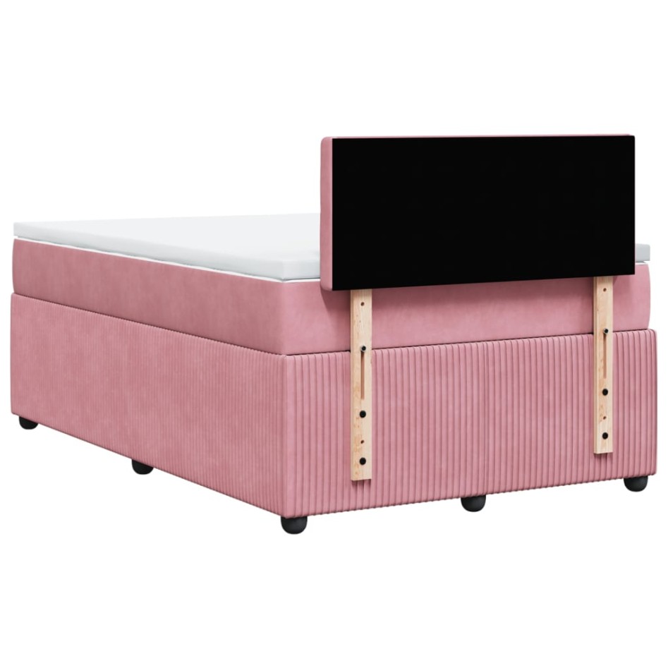 Cama box spring con colchón terciopelo rosa 120x190