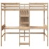 Cama alta con escritorio y estantes madera maciza 90x200