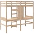 Cama alta con escritorio y estantes madera maciza 90x200