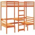 Cama alta escritorio y estantes madera maciza marrón 90x200