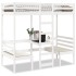 Cama alta escritorio y asientos madera maciza blanco 80x200