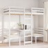 Cama alta escritorio y asientos madera maciza blanco 80x200