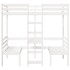 Cama alta escritorio y asientos madera maciza blanco 80x200