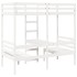 Cama alta escritorio y asientos madera maciza blanco 80x200
