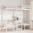 Cama alta escritorio y asientos madera maciza blanco 90x190