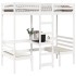 Cama alta escritorio y asientos madera maciza blanco 90x190