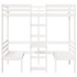 Cama alta escritorio y asientos madera maciza blanco 90x190