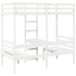 Cama alta escritorio y asientos madera maciza blanco 90x190