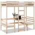 Cama alta con escritorio y asientos madera maciza 75x190