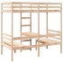 Cama alta con escritorio y asientos madera maciza 75x190