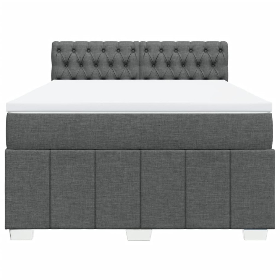 Cama box spring con colchón tela gris oscuro 140x200