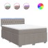 Cama box spring con colchón tela gris taupe 140x200