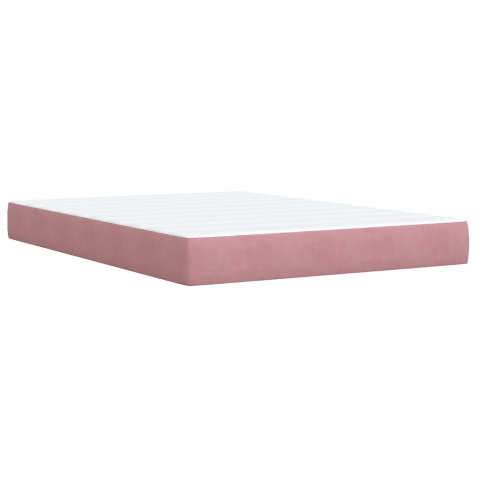 Cama box spring con colchón terciopelo rosa 140x200