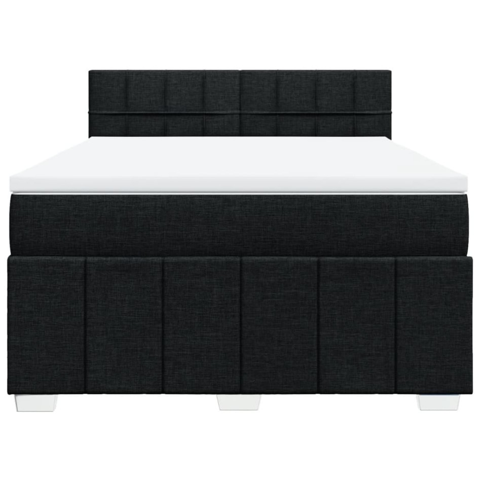 Cama box spring con colchón tela negro 160x200