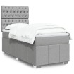 Cama box spring con colchón tela gris claro 80x200 cm