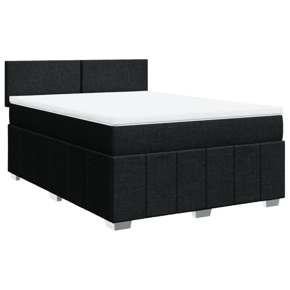 Cama box spring con colchón tela negro 160x200