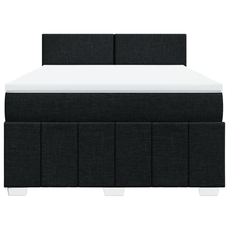 Cama box spring con colchón tela negro 160x200