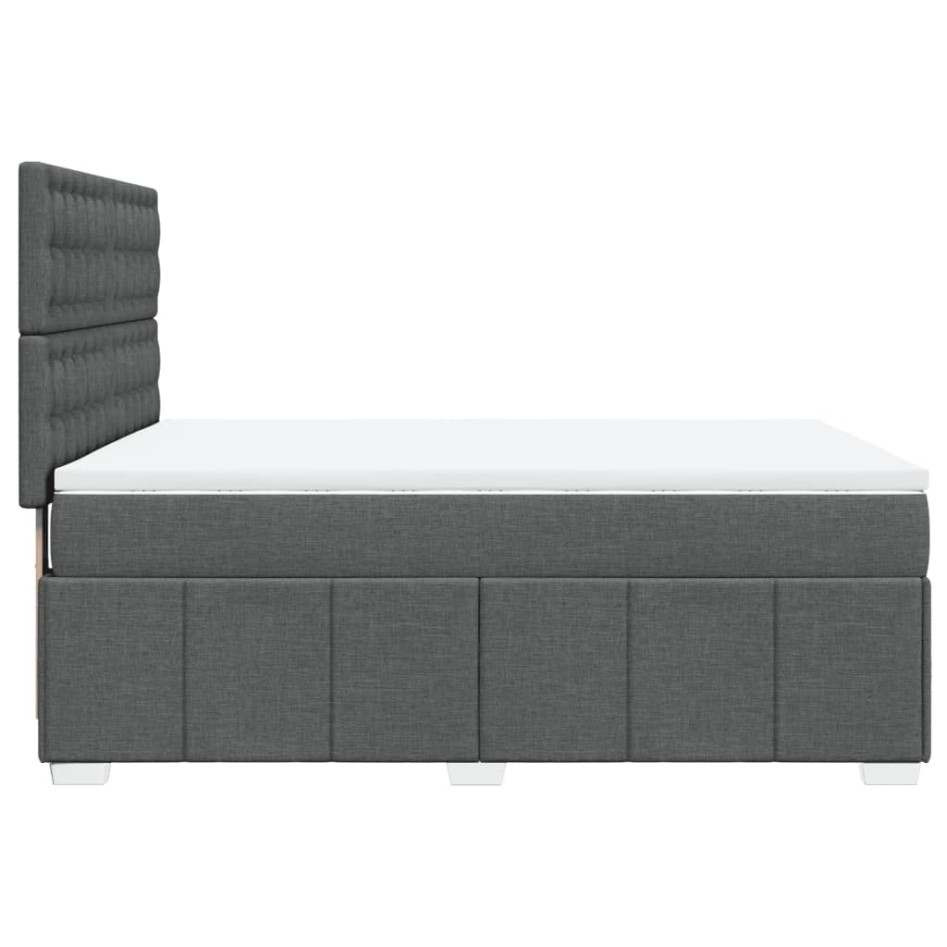 Cama box spring con colchón tela gris oscuro 140x190