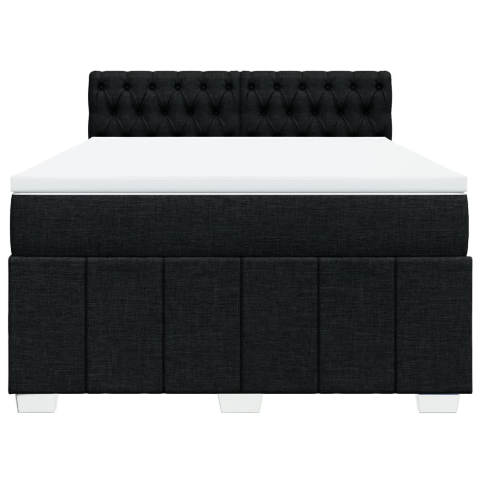 Cama box spring con colchón tela negro 160x200