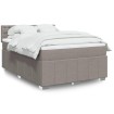 Cama box spring con colchón tela gris taupe 140x200 cm