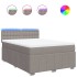 Cama box spring con colchón tela gris taupe 140x200