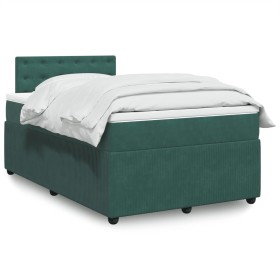 Cama box spring con colchón terciopelo verde oscuro 120x190