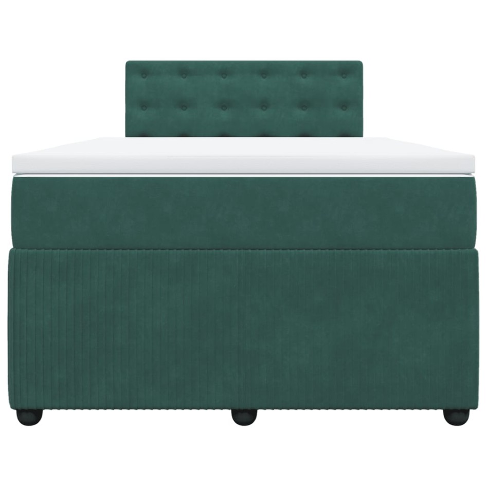 Cama box spring con colchón terciopelo verde oscuro 120x190