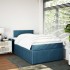 Cama box spring con colchón terciopelo azul 120x200