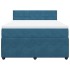Cama box spring con colchón terciopelo azul 140x200