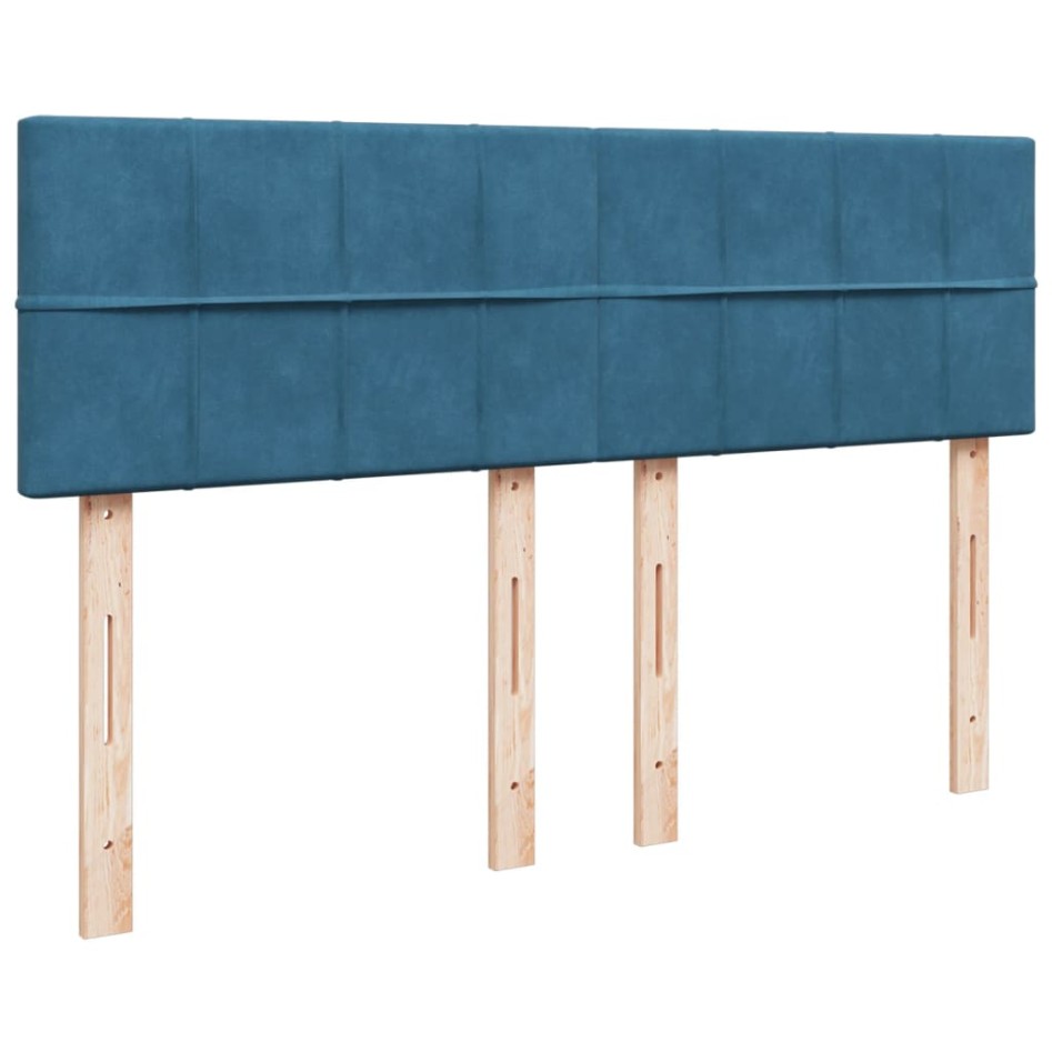 Cama box spring con colchón terciopelo azul 140x200