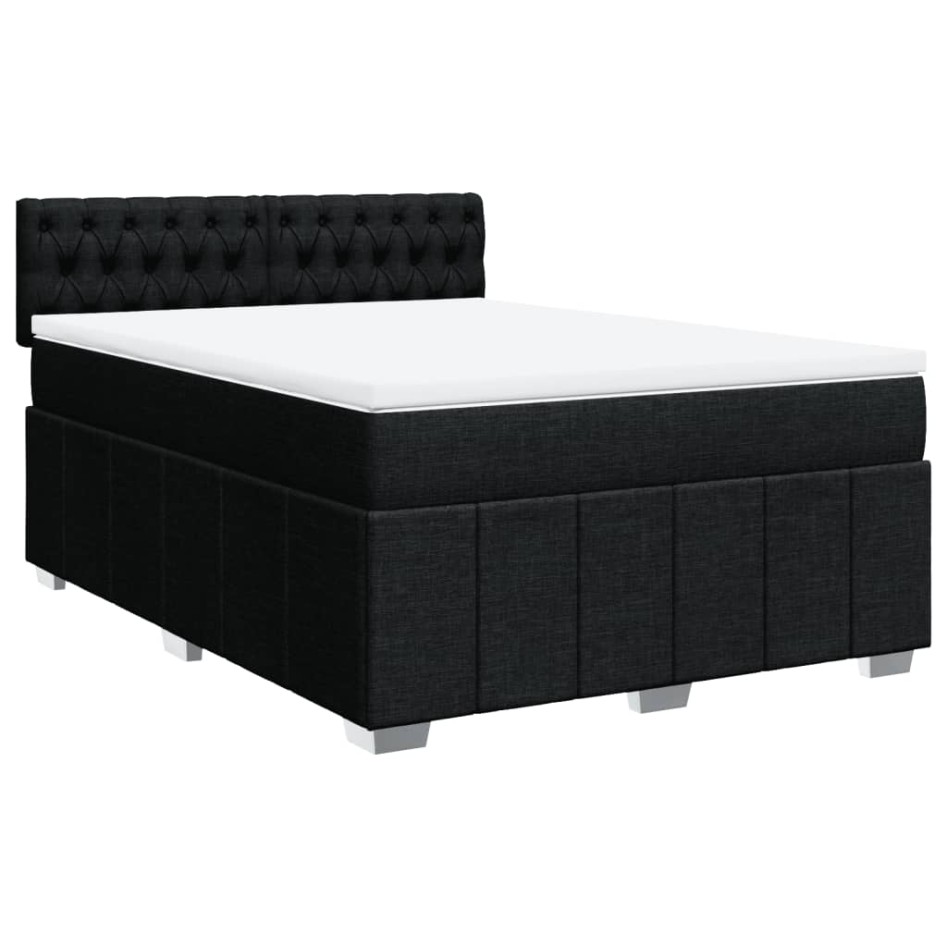 Cama box spring con colchón tela negro 140x200