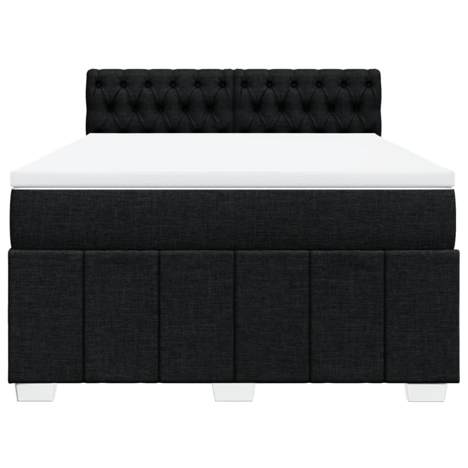 Cama box spring con colchón tela negro 140x200