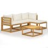 Set muebles de jardín 5 pzas con cojines madera maciza