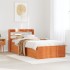 Estructura cama con cabecero madera pino marrón cera 75x190