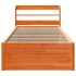 Estructura cama con cabecero madera pino marrón cera 75x190