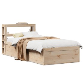 Estructura de cama con cabecero madera maciza pino 75x190