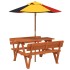 Mesa de picnic para 4 niños agujero para sombrilla madera