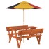 Mesa de picnic para 4 niños agujero para sombrilla madera